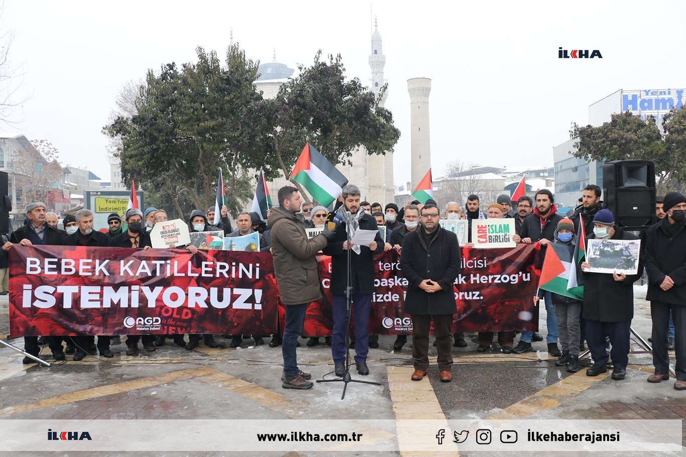 AGD MALATYA ŞUBESİ HERTZOG'UN TÜRKİYE'YE DAVET EDİLMESİNİ PROTESTO ETTİ (VİDEO)