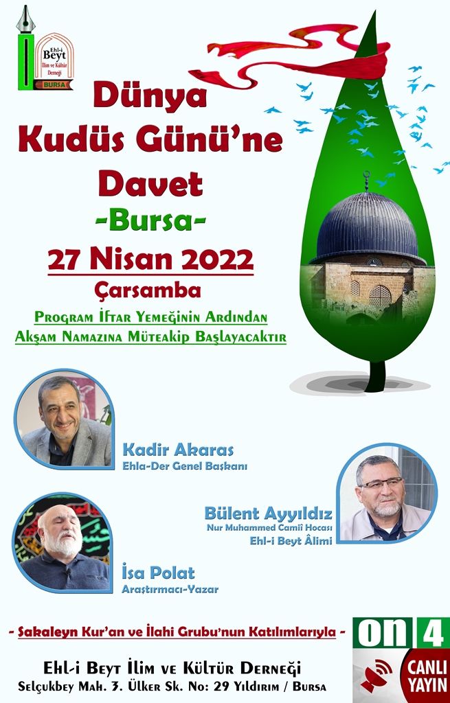 BURSA'DA KUDÜS GÜNÜ PROGRAMI (DAVET)