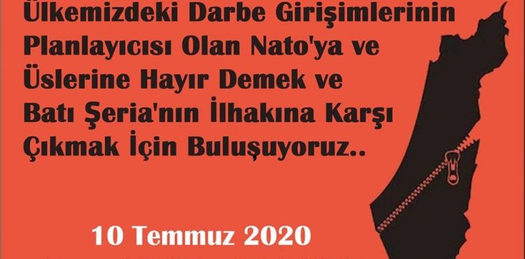 DARBELERİN ARKASINDAKİ NATO'YA VE ÜSLERİNE HAYIR DEMEK VE BATI ŞERİA'NIN İLHAKINA KARŞI ÇIKMAK İÇİN CUMA GÜNÜ MALATYA'DA BULUŞUYORUZ 