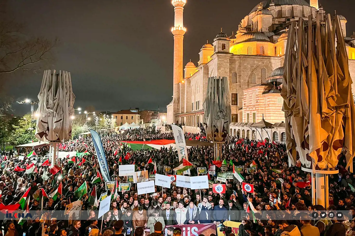 GASIP İSRAİL'İN MESCİD-İ AKSA'YA YÖNELİK SALDIRILARI İSTANBUL'DA PROTESTO EDİLDİ (VİDEO)