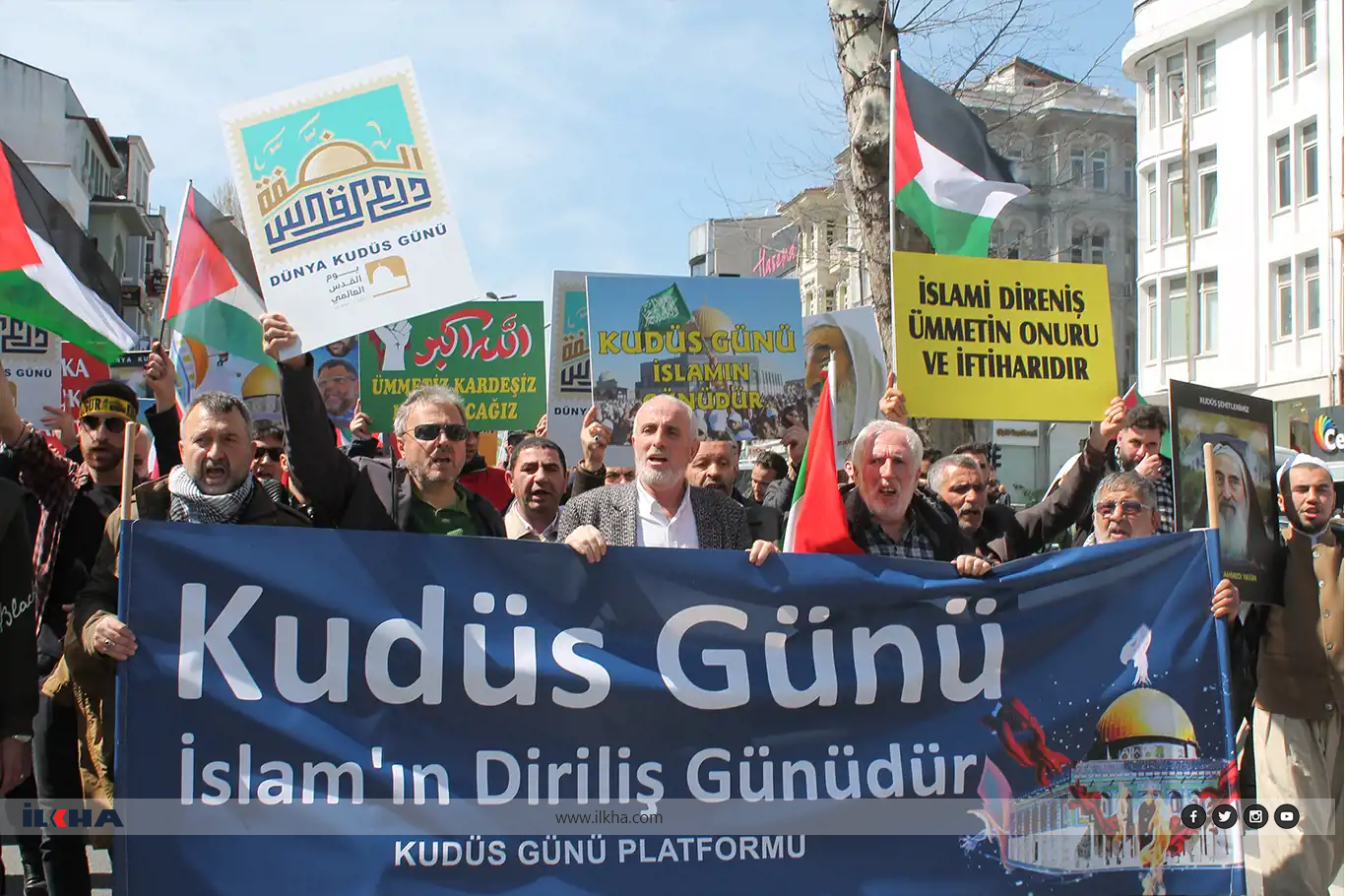 İSTANBUL'DA DÜNYA KUDÜS GÜNÜ YÜRÜYÜŞÜ DÜZENLENDİ (VİDEO)