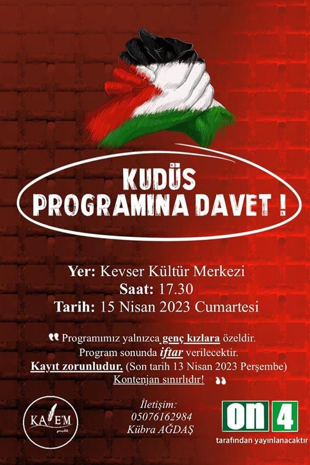 KALEM GENÇLİK DÜNYA KUDÜS GÜNÜ PROGRAMI DÜZENLİYOR (DAVET)