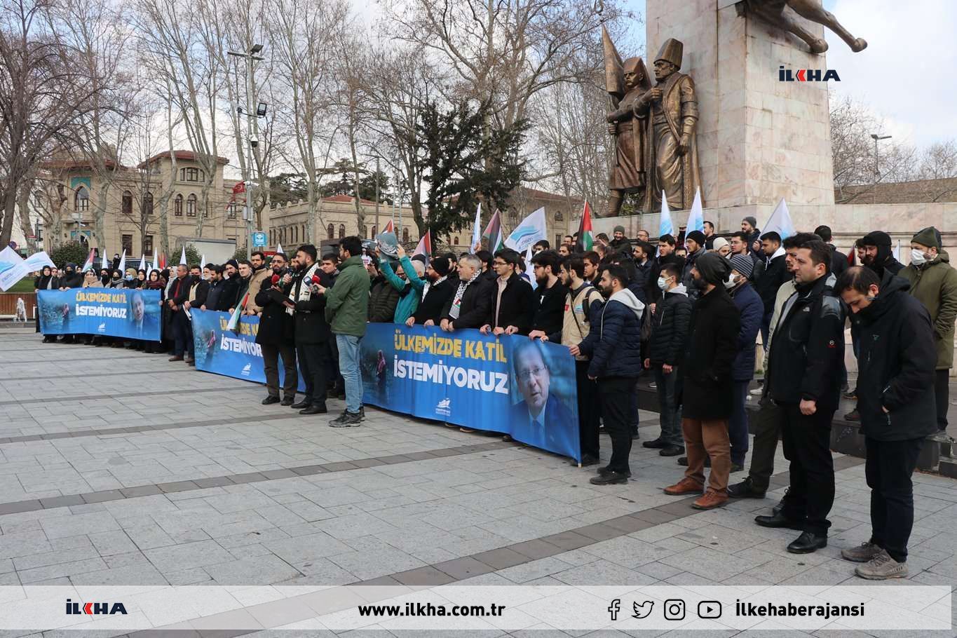 MAVİ MARMARA DERNEĞİ KATİL HERZOG'UN TÜRKİYE'YE DAVET EDİLMESİNİ İSTANBUL'DA PROTESTO ETTİ (VİDEO)