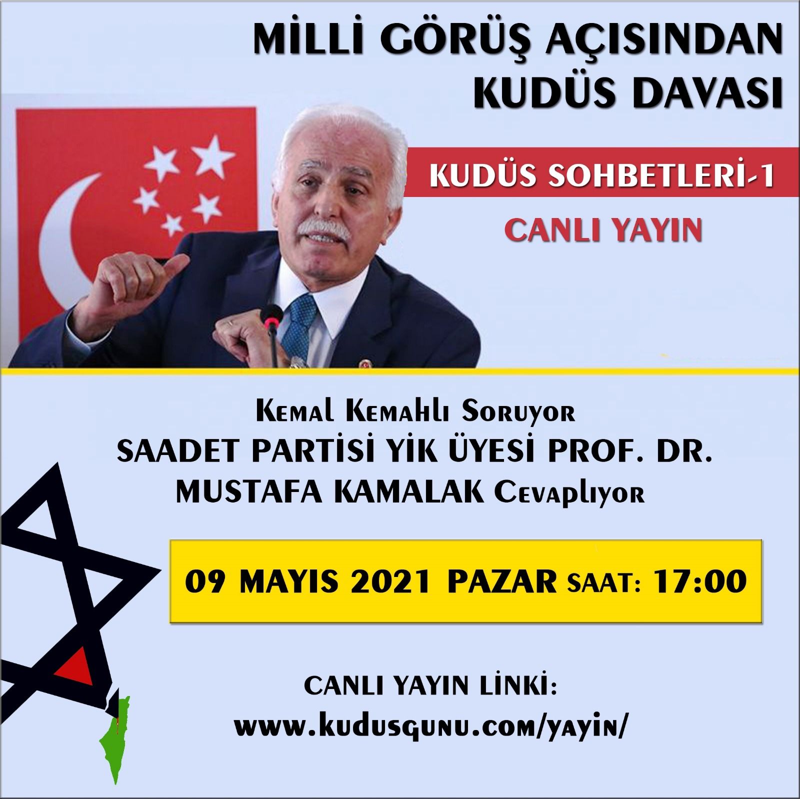 PROF. DR. MUSTAFA KAMALAK MİLLİ GÖRÜŞ AÇISINDAN KUDÜS DAVASINI ANLATACAK (KUDÜS SOHBETLERİ 1-CANLI YAYIN)