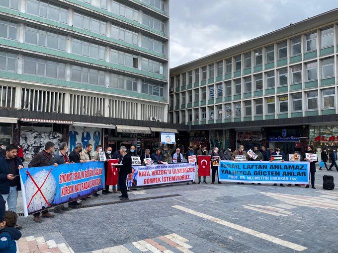 SİYONİST HERZOG'UN TÜRKİYE'YE DAVET EDİLMESİ ANKARA'DA PROTESTO EDİLDİ (VİDEO-FOTO)