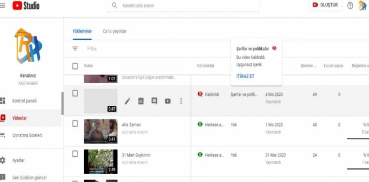 YOUTUBE DİRENİŞ CEPHESİNE AİT VİDEOLARI KALDIRIYOR 