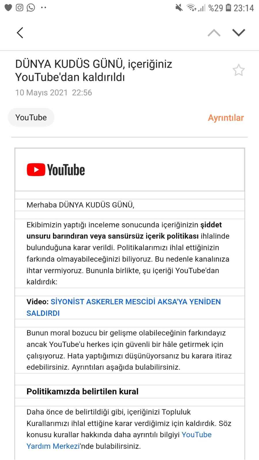 YOUTUBE FİLİSTİN DİRENİŞİ İLE İLGİLİ VİDEOLARIMIZI YAYINDAN KALDIRIYOR/ YENİ VİDEO ADRESİMİZ APARAT