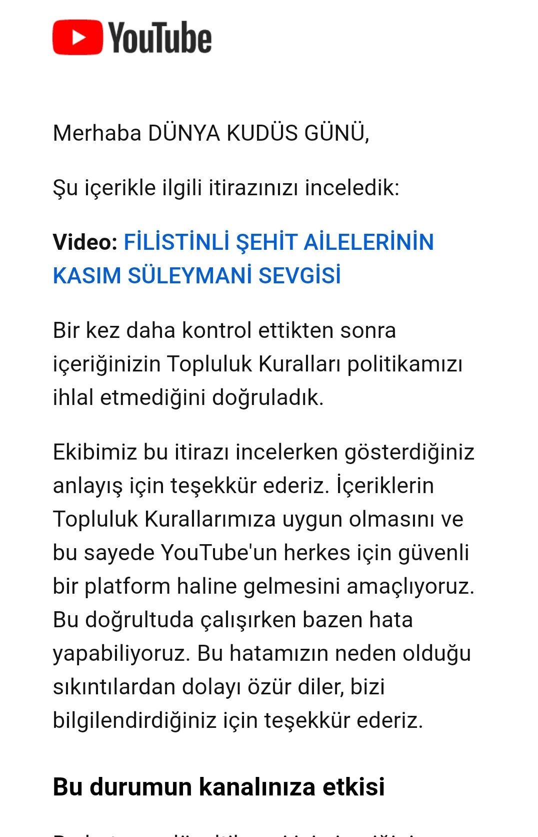 YOUTUBE HATASINDAN DÖNDÜ (VİDEO)